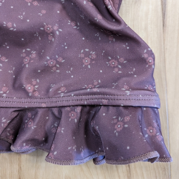 Jamie Kay Size 1 Year Charlotte Brown Floral Ruffle Two Piece Bikini Swimsuit - Picture 3 of 5